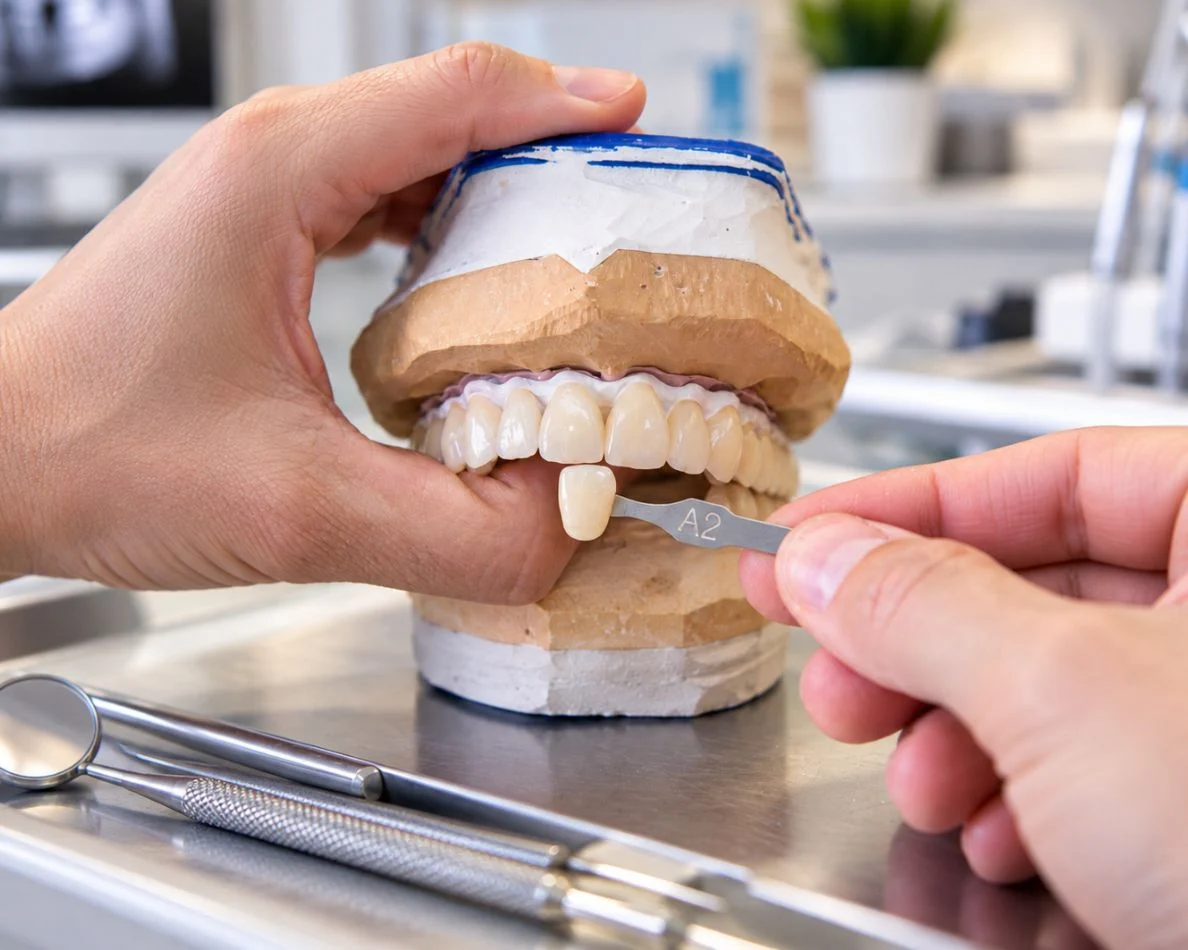 Carillas sobre un modelo dental de laboratorio