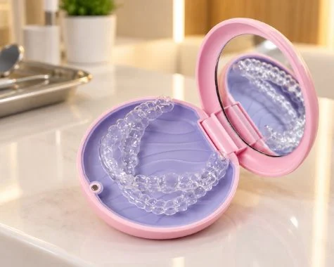 Estuche con alineadores transparentes
